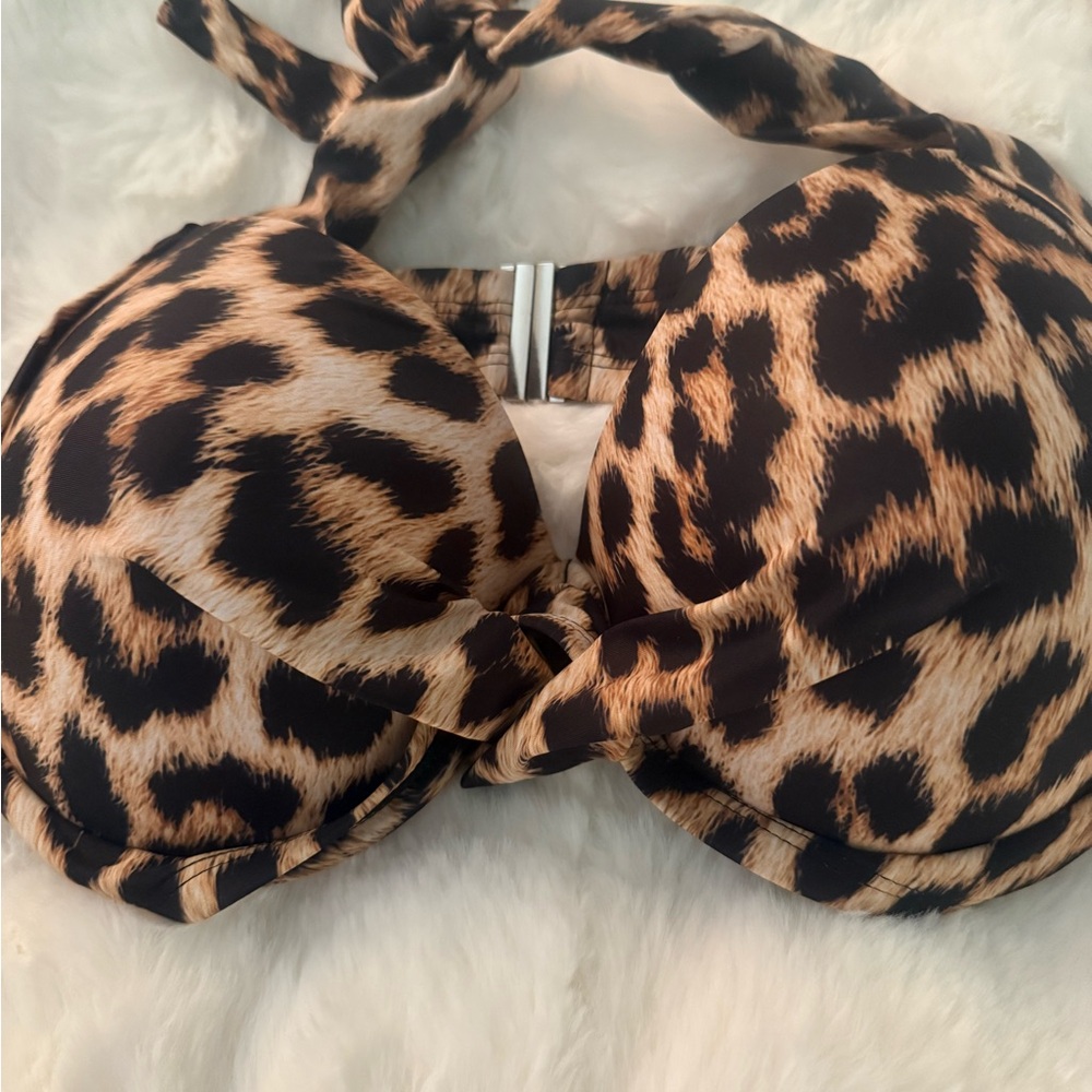 SHEIN Brown and Black Leopard Print bikini top size 14 (1X)